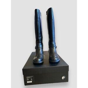 Coach Riding Boots Essex Semi Matte Leather/Stretch Black Women' SZ 6.5B 36.5 EU